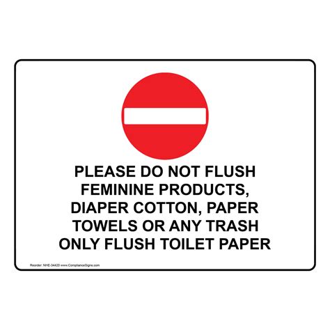 Restrooms Trash Sign Please Do Not Flush Feminine Products