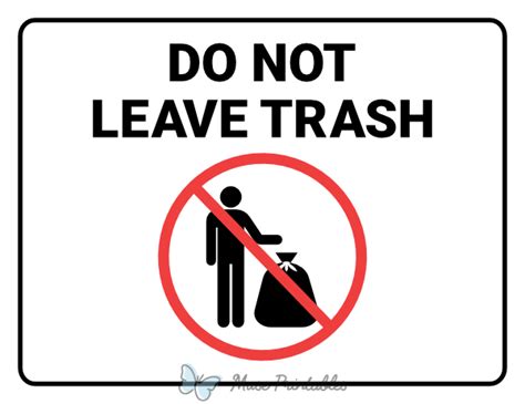 Printable Do Not Leave Trash Sign