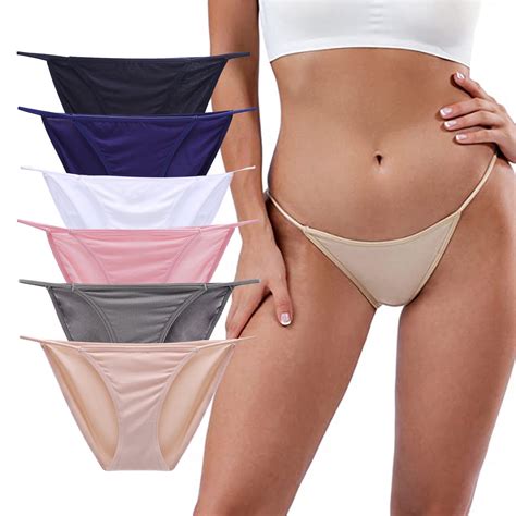 Buankoxy 6 Pack Womens Low Rise String Bikini Panty Stretch Briefs
