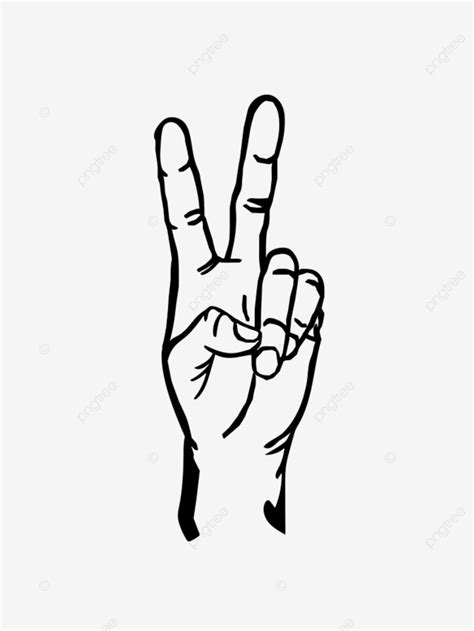 Hand Peace Sign Black And White