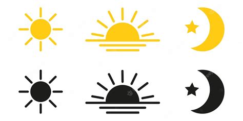 Premium Vector Sun And Moon In The Morning Noon Night Icons On A