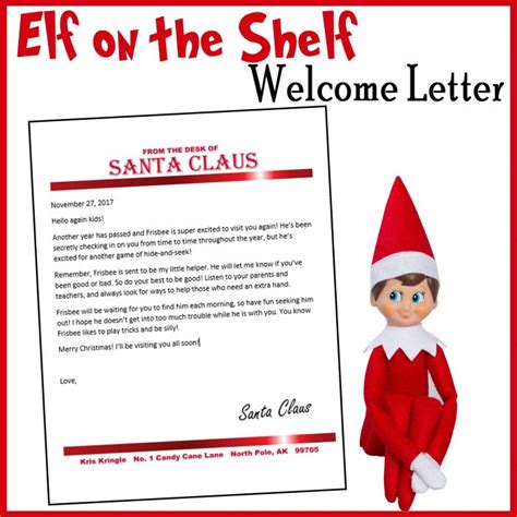 Elf On The Shelf Welcome Letter Template