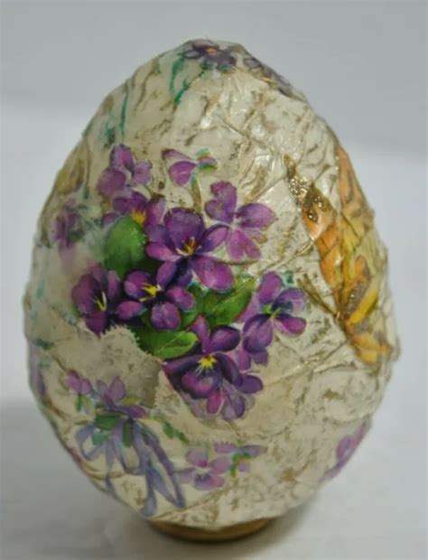 Vintage Paper Mache Floral Easter Egg By E Pederson 4500 Picclick