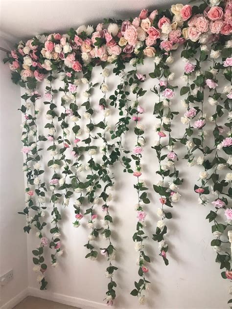Pink Flower Garland Pink Flower Wall Floral Garland Wedding Wall