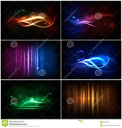 Set Of Colorful Abstract Neon Backgrounds Stock Vector