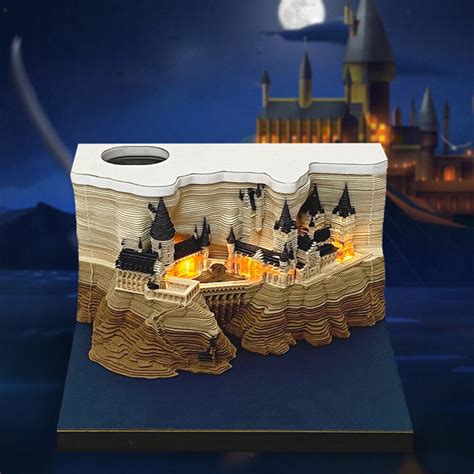 3D Desk Calendar Memo Pad Castle House Sculpture With Light Hot EBay