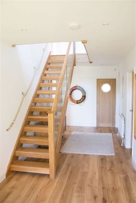 Oak Open Plan Staircase With Glass Balustrade Corridor And Hallway By