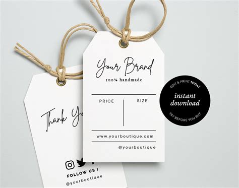 Product Tag Template For Small Business Product Hang Tag Etsy