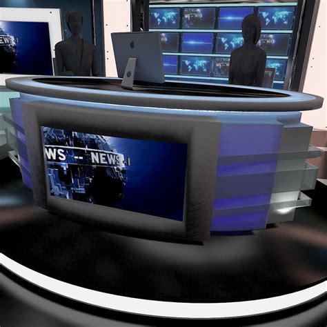 Tv Virtual Stage News Room Studio 027 Cgtrader