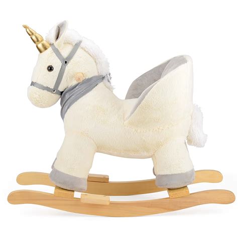 Plush Unicorn Toddler Baby Rocker Wooden Rocking Horse Ride On With