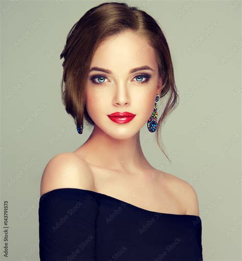 Beautiful Model Girl With Elegant Hairstyle Woman With Fashion Style