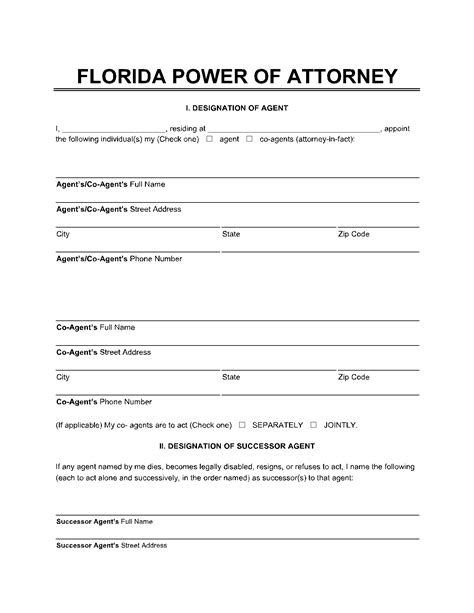 Power Of Attorney Forms Florida 1