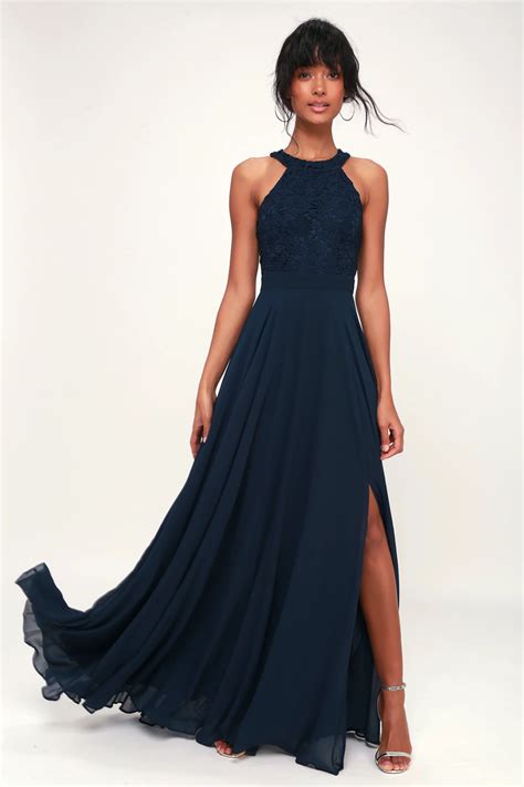 Picture Perfect Navy Blue Lace Maxi Dress Navy Blue Bridesmaid Dresses Blue Lace Maxi Dress