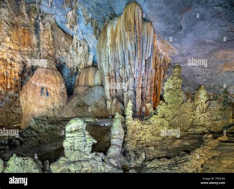 Cave Shaped Limestone Geological Formations With Beautiful Stalactites