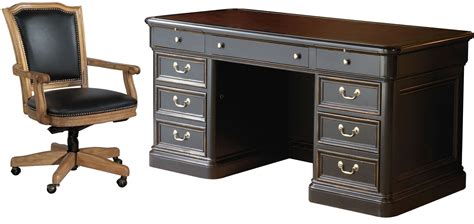 Louis Phillippe Black Executive Desk Home Office Set From Hekman