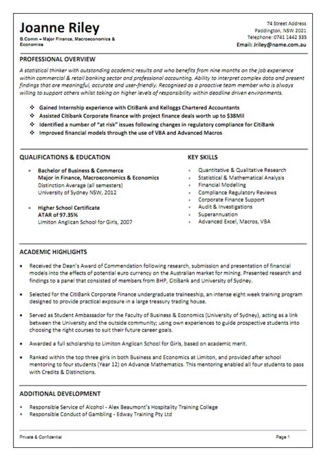 Must have a qualification accredited by the health information management association of australia. Cv Examples In Australia - CV template: Standard professional format