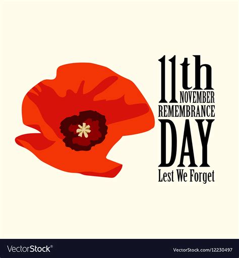 Poppy Flower Remembrance Day Royalty Free Vector Image