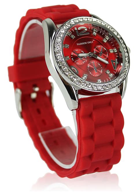 Wholesale Watches Red Womens Diamante Watch