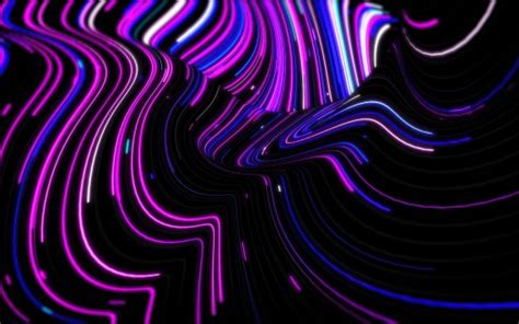 Purple White Blue Wavy Neon Lines Light Abstraction 4k 5k Hd Abstact