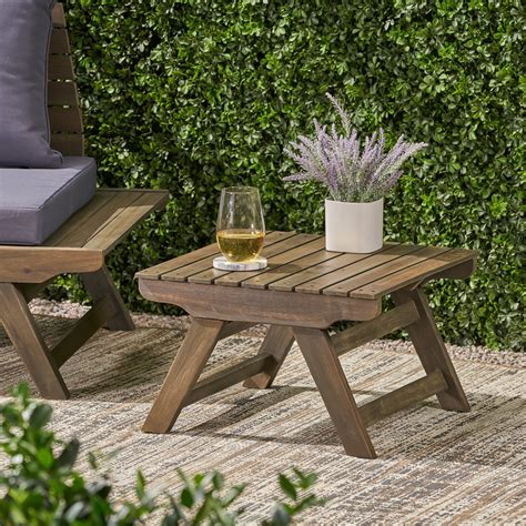 Ledger Outdoor Wooden Side Table Gray Finish Home And Garden