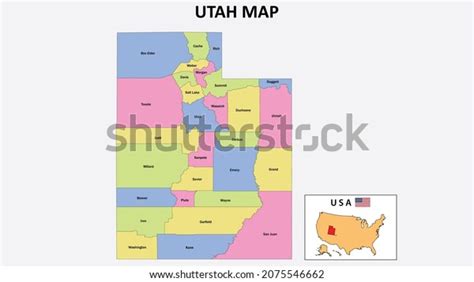 Utah Map District Map Utah District Stock Vector Royalty Free