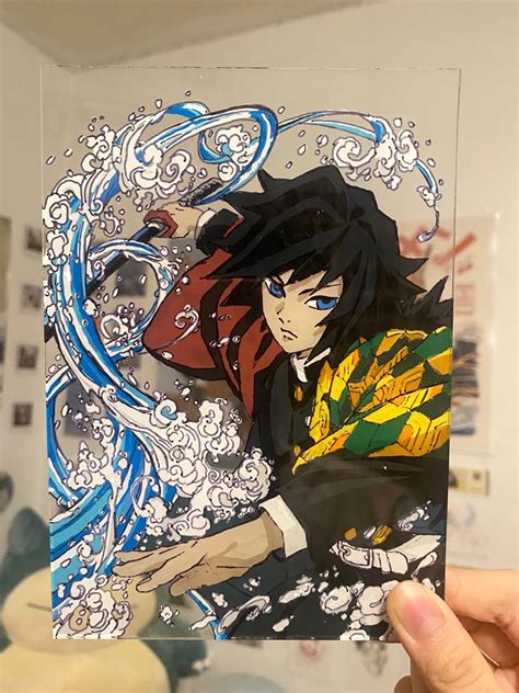 Giyuu Tomioka Glass Painting Demon Slayer Glass Painting Designs Art