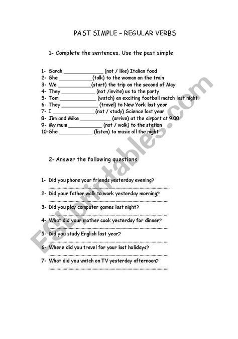 Past Simple Regular Verbs Esl Worksheet By Roxana Lazz