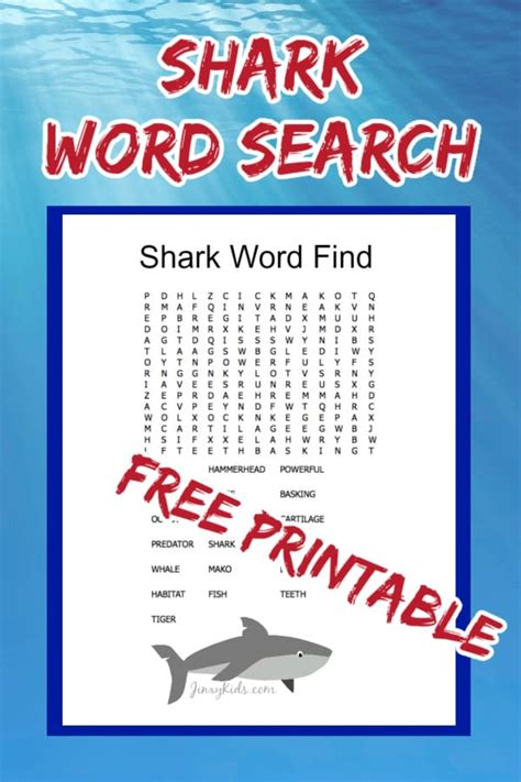 Shark Word Find Puzzle Perfect For Shark Week Jinxy Kids