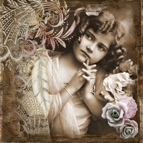 Vintage Little Girl Art Collage Free Stock Photo Public Domain Pictures