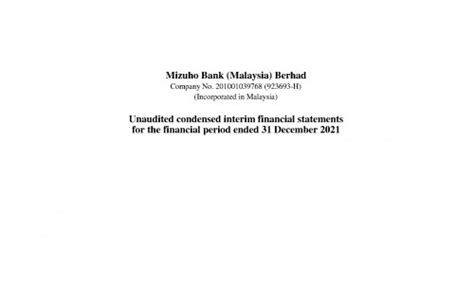 Mizuho Bank Malaysia Berhad Interim Financial Statements 31