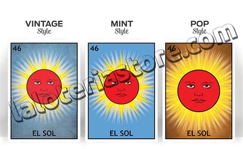 El Sol Loteria Cards The Sun Mexican Bingo Art Print Poster Etsy