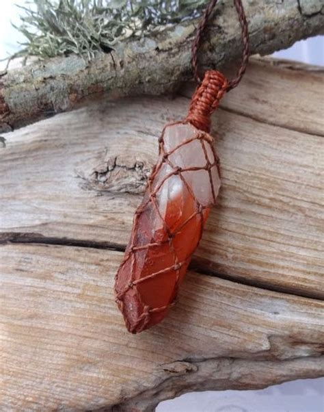 Red Quartz Crystal Necklace Bohemian Style Jewelry With Rough Crystal Healing Quartz
