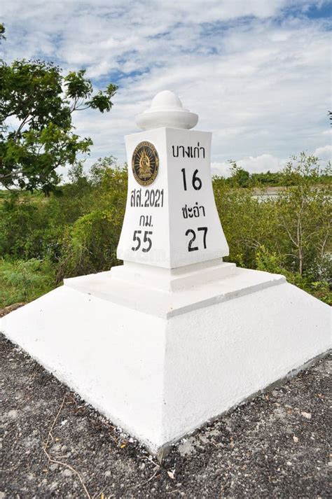 A Kilometer Stone On The Road Stock Image Image Of Milestone