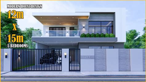House Design Modern House 2 Storey 12m X 15m With 5 Bedrooms Youtube