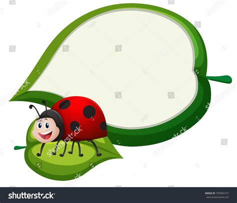 Border Template Ladybug On Leaf Illustration Stock Vector Royalty Free
