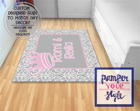 4.8 out of 5 stars based on 14 product ratings(14). Gray and Pink Princess Nursery Rug Nursery Rug Personalized