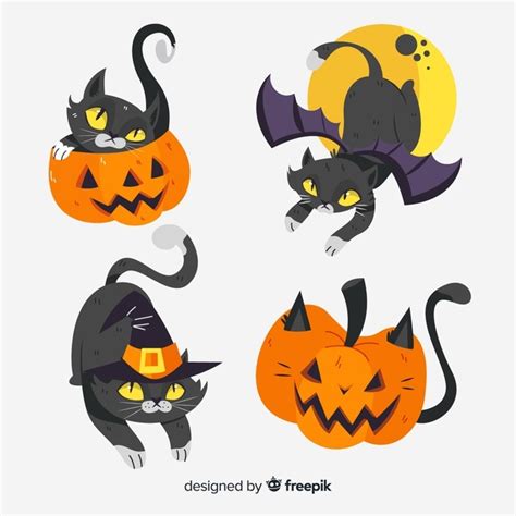 Cute Hand Drawn Halloween Black Cat Vector Free Download