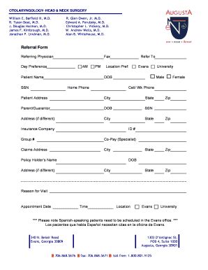 This form has local save capability enabled. Ent Referral Letter - Fill Online, Printable, Fillable, Blank | PDFfiller