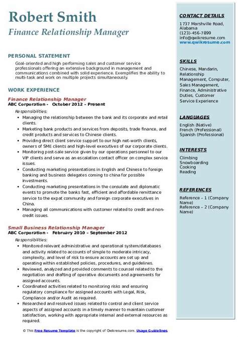 Manage, execute and complete the implementation of treasury and cash management solutions (payments, receivables, treasury, trade, electronic banking, swift etc.). Relationship Manager Resume Samples | QwikResume