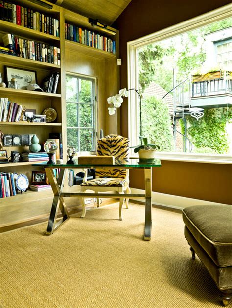 Traditional Yellow Home Office And Library Design Ideas
