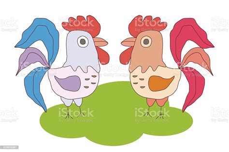 Two Cocks Vector Image Stock Illustration Download Image Now Agricultural Field Agriculture