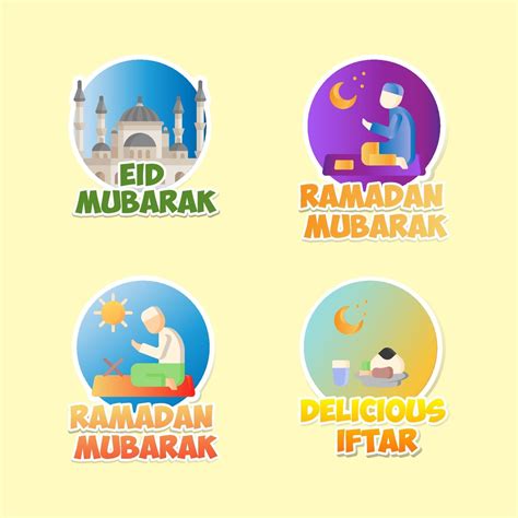 Ramadan Kareem Sticker Set 2175658 Vector Art At Vecteezy