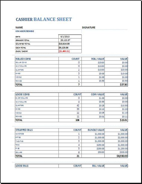 These cash drawer reconciliation sheets show the inflows and outflows of cash, a cashier deals with in his daily business routine. The 25+ best Balance sheet template ideas on Pinterest ...
