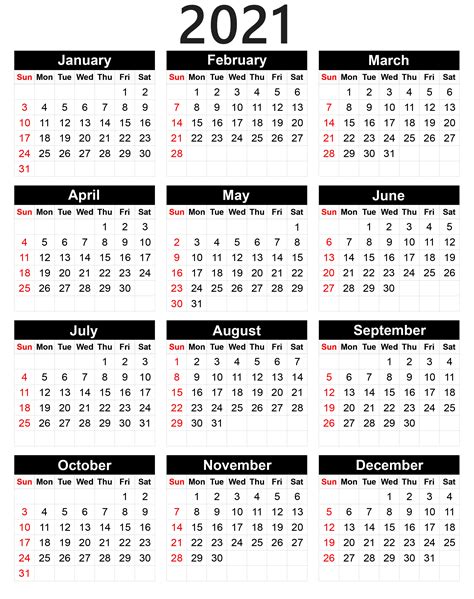 Calendario 2021 Png 966