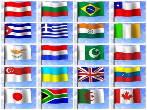 Collage Aus Flaggen Der Verschiedenen Länder Der Welt Stockfoto
