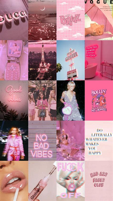 Neon Pink Aesthetic Photo Collage Kit Etsy Pink Wallpaper Pink