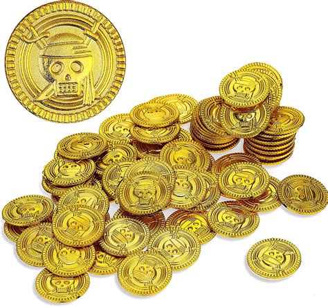 50 Pieces Plastic Gold Coins Kids Pirate Gold Coins Pirate Treasure
