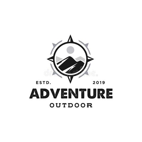 Hipster Badge Adventure Outdoor Logo With Compass And Mountain Design