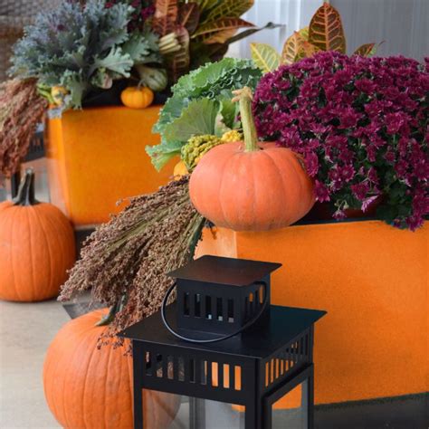 Awesome Fall Pumpkin Porchscape With Fall Planters Fall Planters