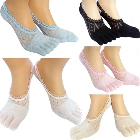 Buy Summer Women Hidden Boat Sock Non Slip Lace Toes Socks Funny Five Fingers